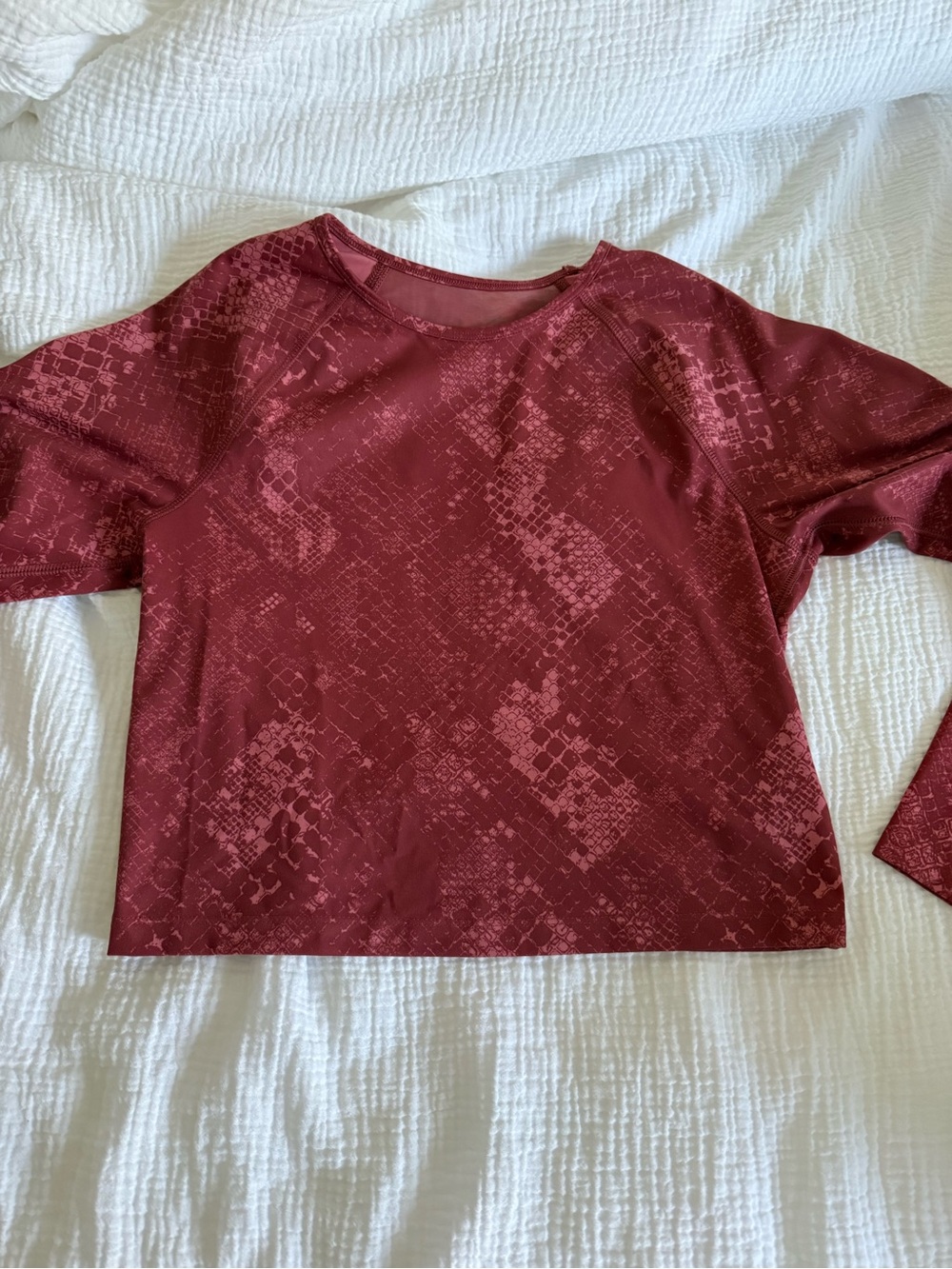 Old Navy Women's Burgundy Patterned Long-Sleeve Top